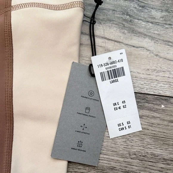 High-Waist Two-Tone Leggings and Crop Tank Set - Brown & Cream - Picture 4 of 7